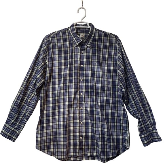 Peter Millar Blue & Green Plaid Button-Up 100% Cotton Shirt Mens Size XL - Picture 1 of 10